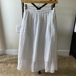 Magaschoni white embroidered midi skirt New Size0